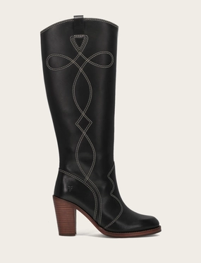 Heeled Knee High Boots Wide Calf Corinne Tall Deco Stitch