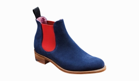 Suede Vs Leather Violet - Navy Suede / Red Elastic