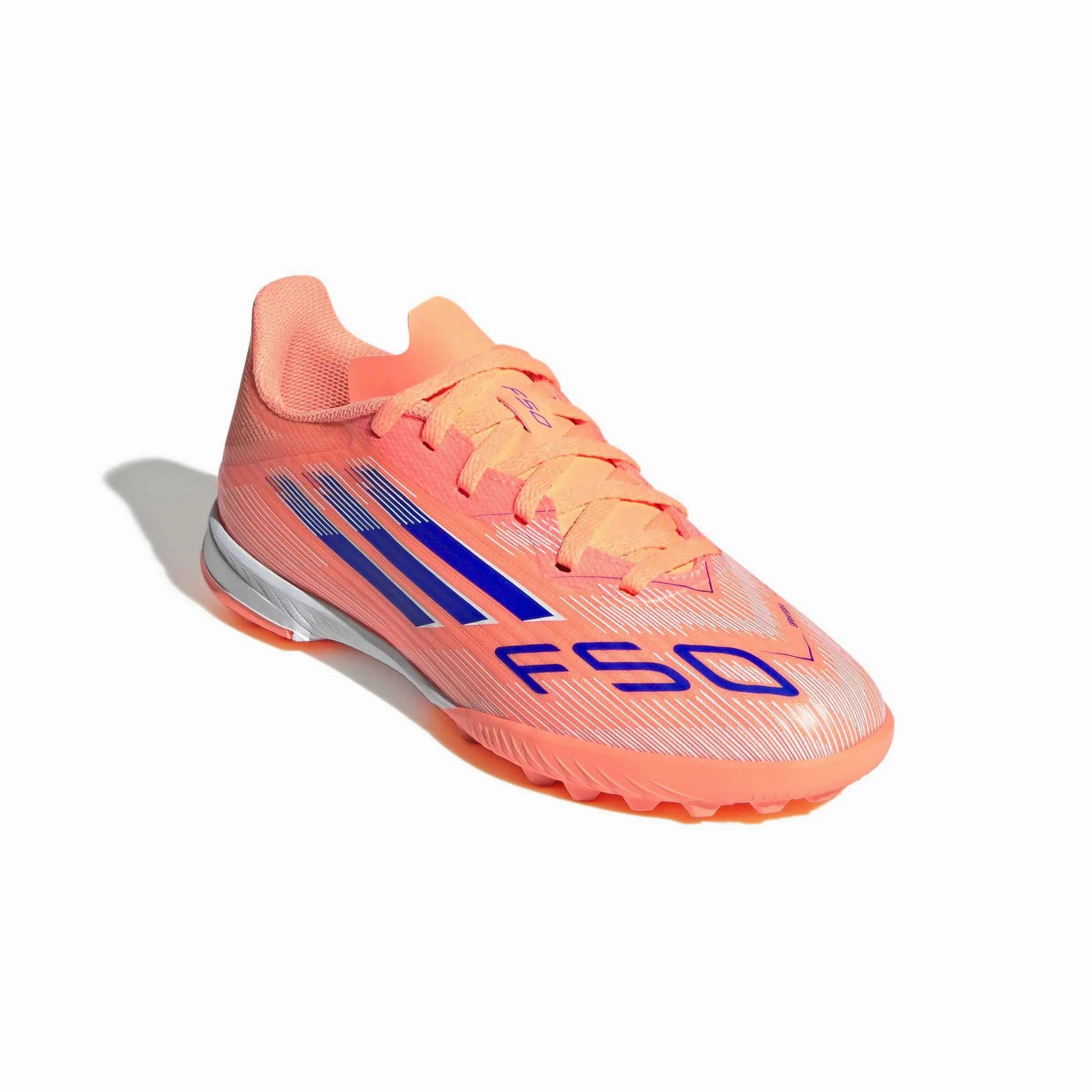 adidas JR F50 League Turf Soccer Shoes - Coral Blaze Pack (FA25) Arch Support For Soccer Cleats