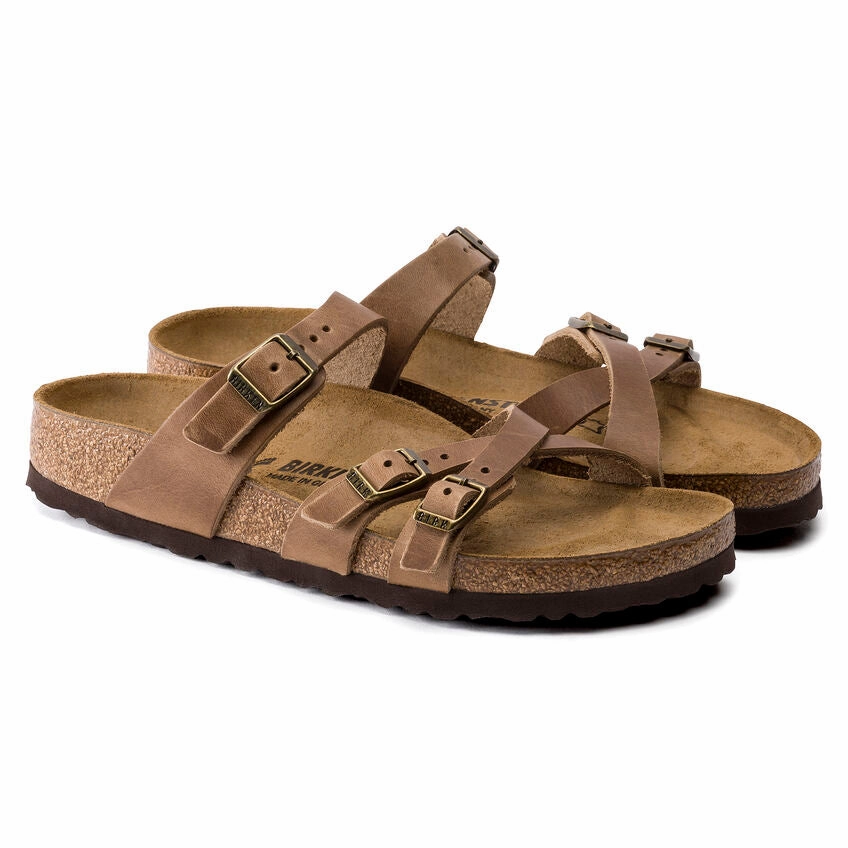 Birkenstock Yara Sandals Franca Oiled Leather Tobacco Brown