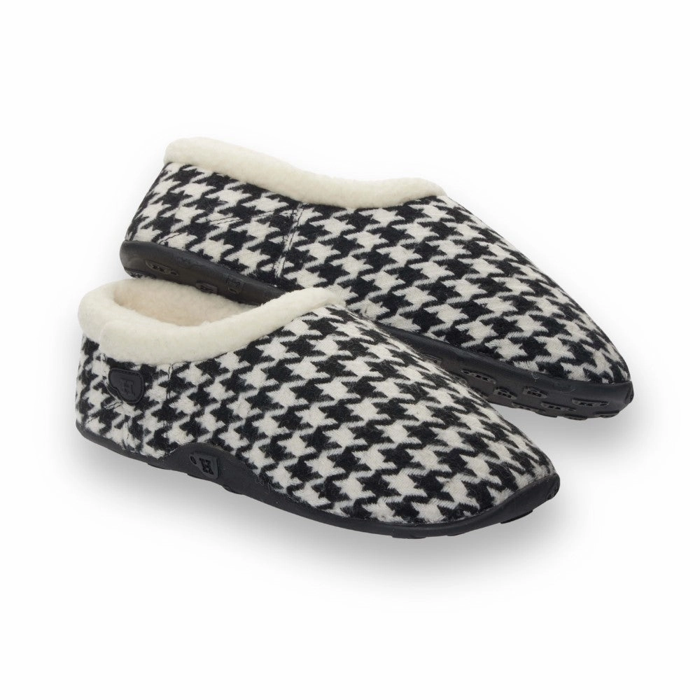 Freeze - Black & White Dogtooth Men's Slippers Ballet Slippers With Ribbons