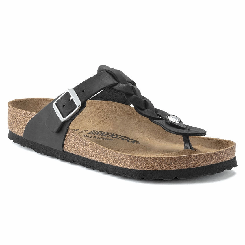 Flip Flop Gizeh Braided Black Oiled Leather