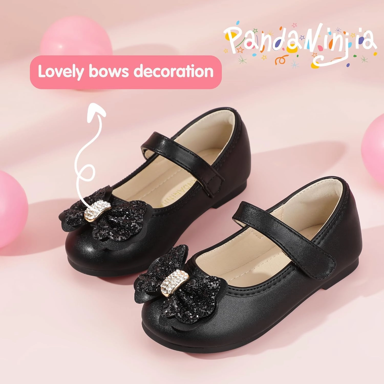 PANDANINJIA Flower Girl Shoes Toddler Little Kid Ballet Flats Pearls Wedding Party Mary Jane Girls Dress Shoes Asic Running Shoes For Overpronators