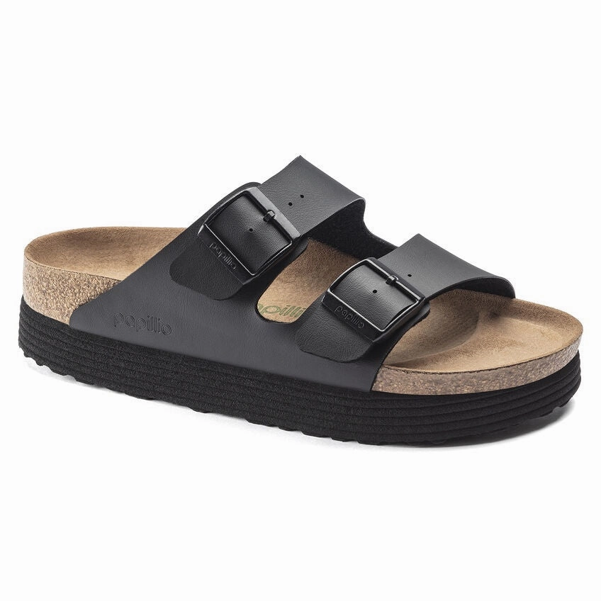 Arizona Platform Vegan Black Birko-Flor Boston Mules