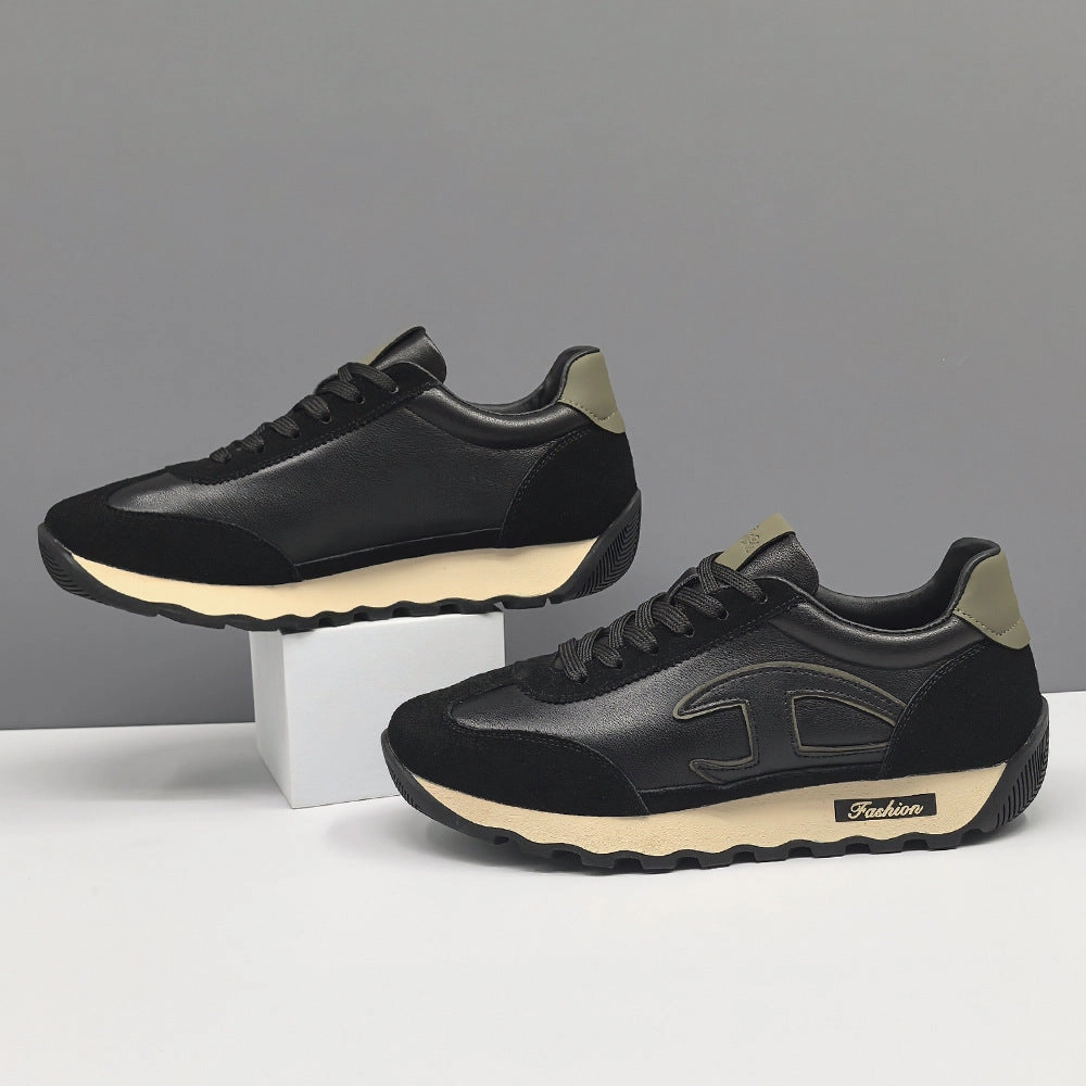 Two Colour Brogues Men Stylish Fashion Soft Leather Casual Sneakers