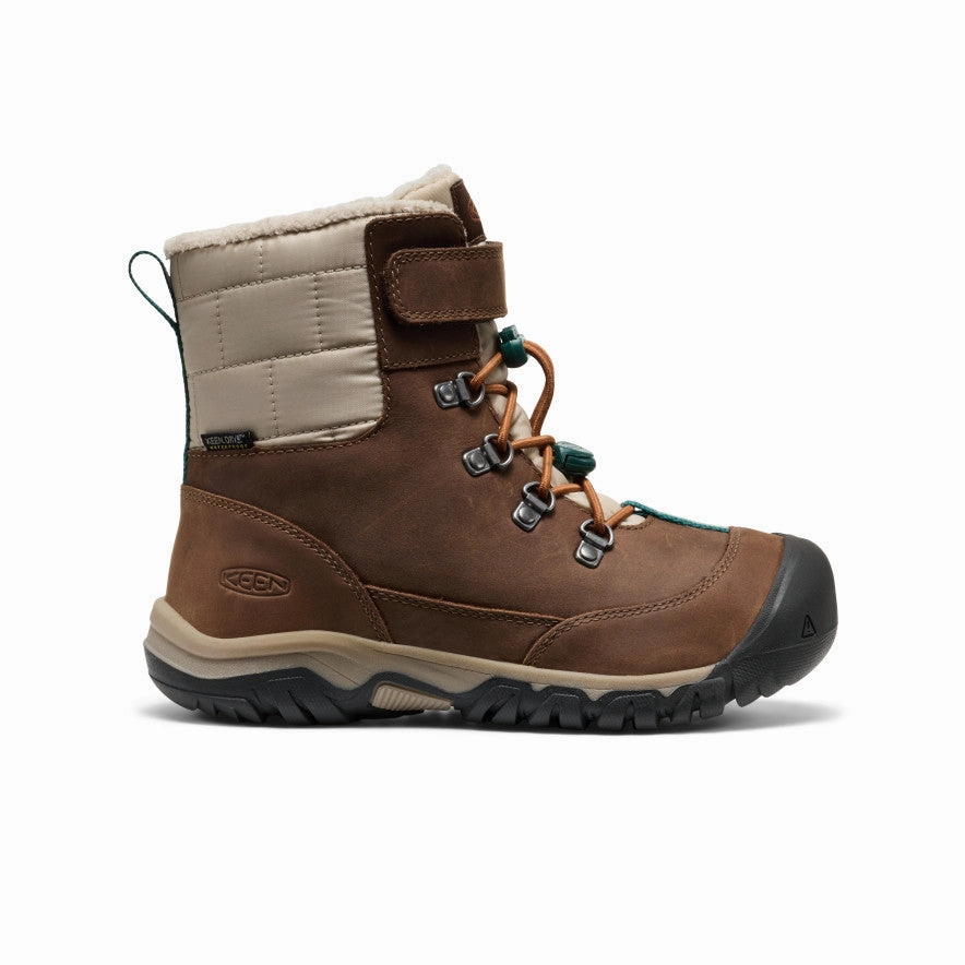 Snow Boot Alternative Big Kids' Kanibou Waterproof Winter Boot  |  Dark Earth/Roasted Pecan