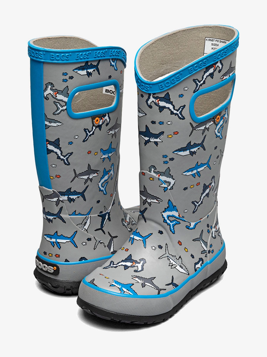 Kids' Rainboot Pixel Shark Ergonomic Rain Boots