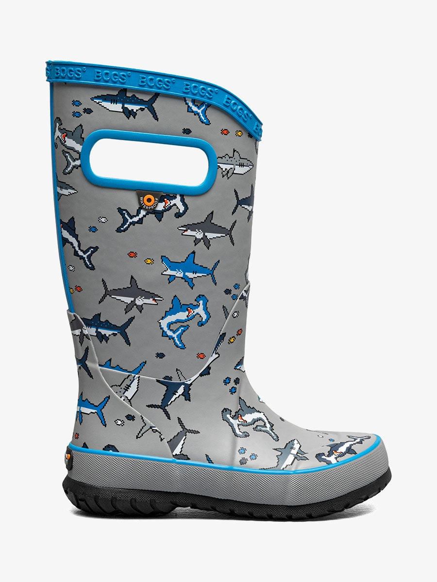 Kids' Rainboot Pixel Shark Rain Boots With Umbrellas