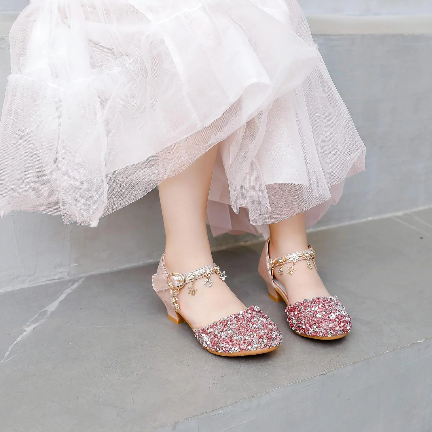 Asics Shoes Wide Width Furdeour Girls Dress Shoes Princess Crystal High Heels Closed Toe Party Wedding Flower Girls Shoes Toddler Little Big Kid