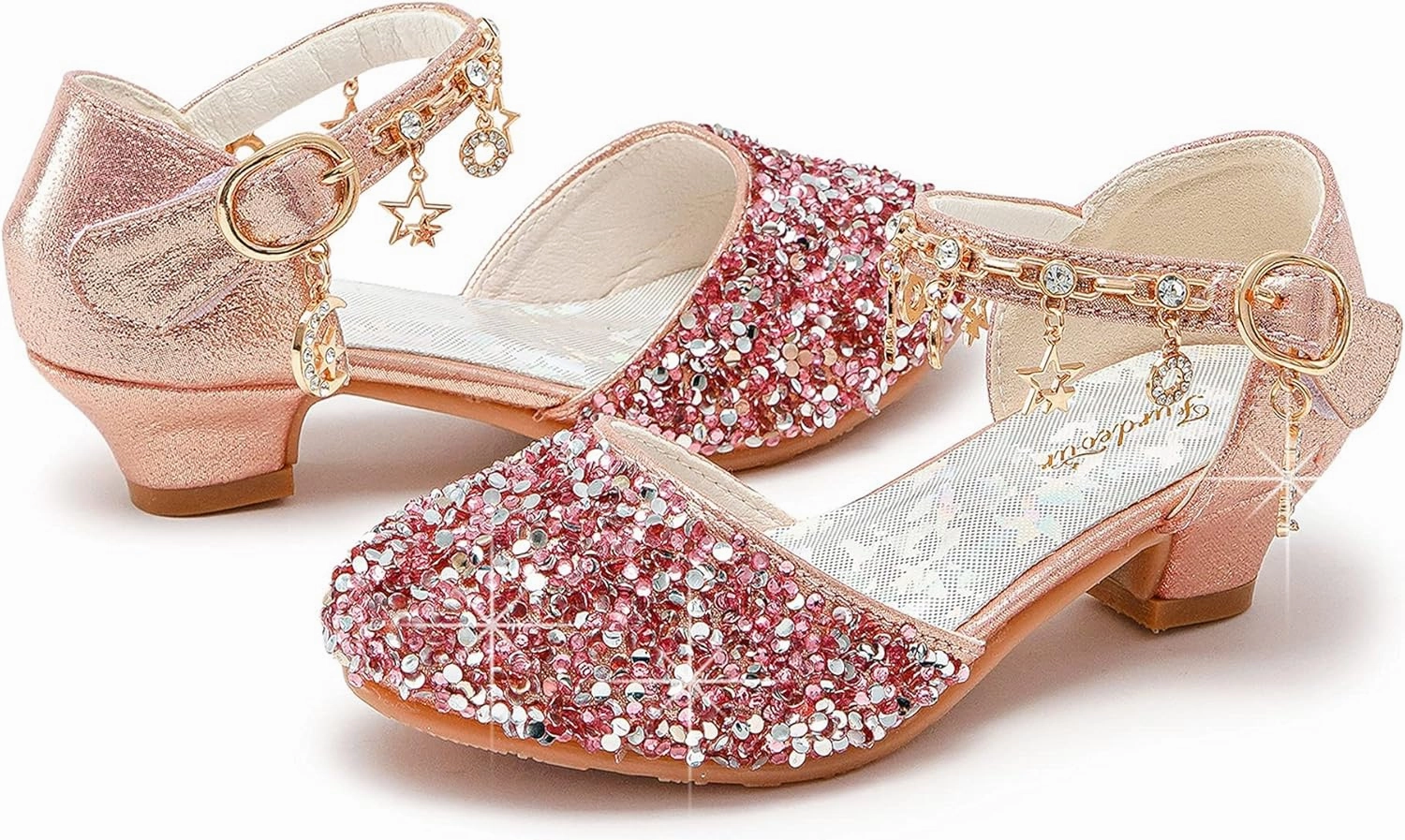 Furdeour Girls Dress Shoes Princess Crystal High Heels Closed Toe Party Wedding Flower Girls Shoes Toddler Little Big Kid Asics Shoes Ortholite