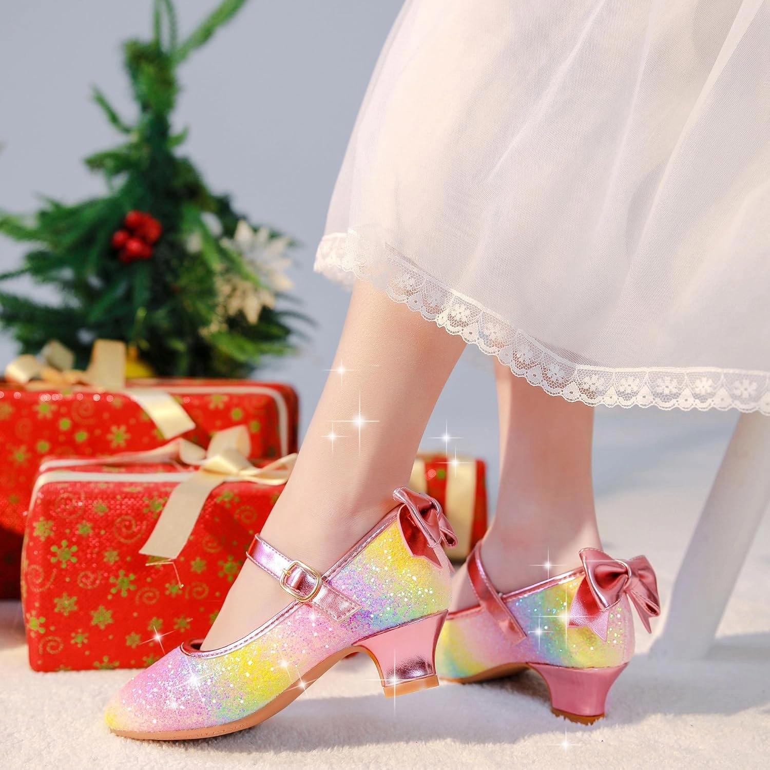 Asics Recycled Shoes Dufannie Girls Dress Shoes Low Heel Princess Flats Mary Jane Flower Wedding Party Glitter Shoes for Kids Toddler