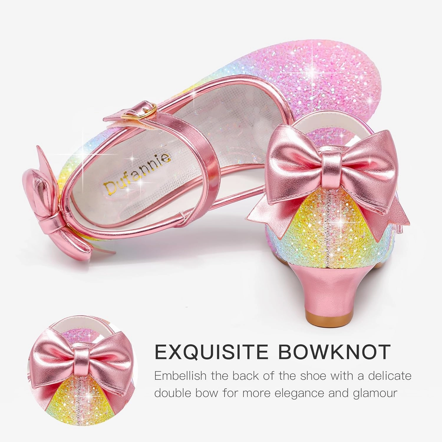 Dufannie Girls Dress Shoes Low Heel Princess Flats Mary Jane Flower Wedding Party Glitter Shoes for Kids Toddler Asics Shoe Reviews