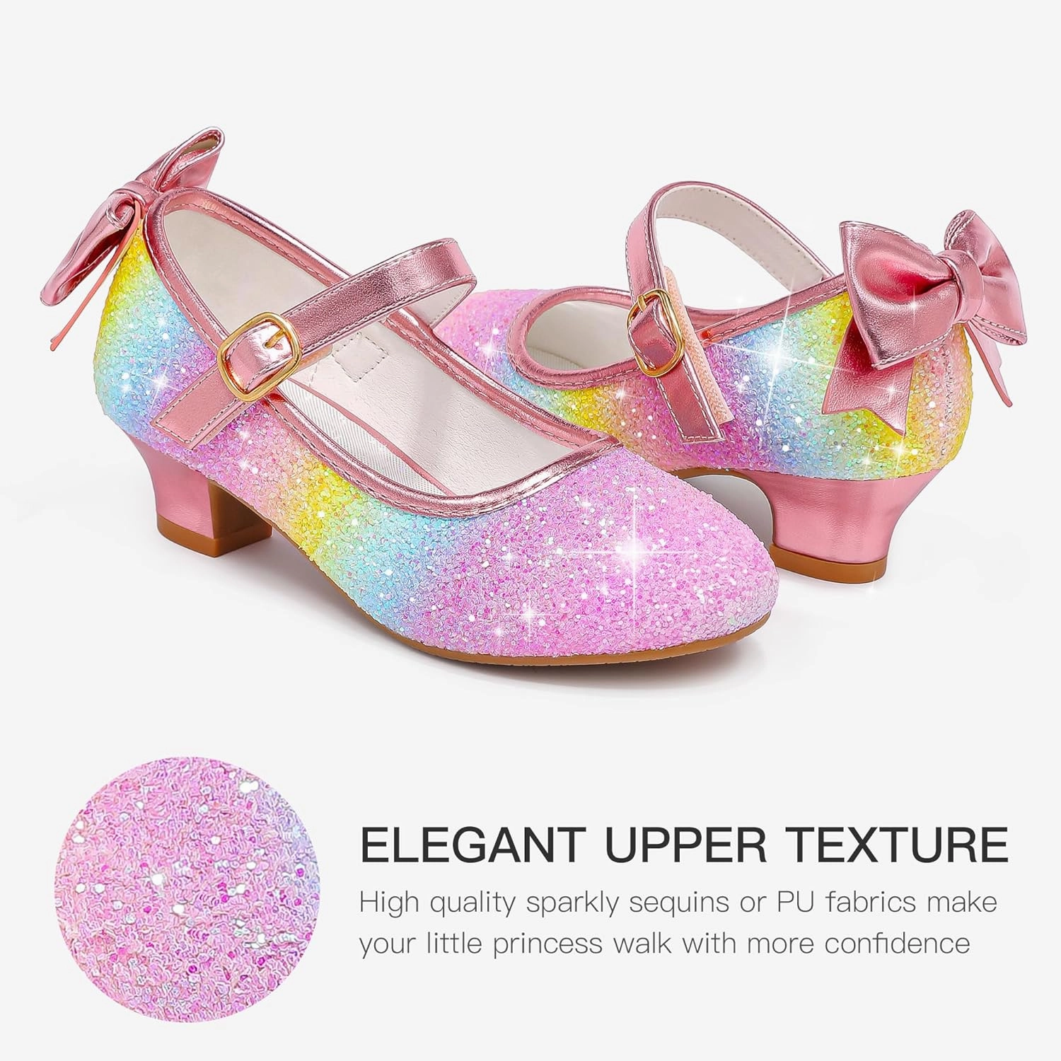 Dufannie Girls Dress Shoes Low Heel Princess Flats Mary Jane Flower Wedding Party Glitter Shoes for Kids Toddler Mexico 66 Asics Shoes