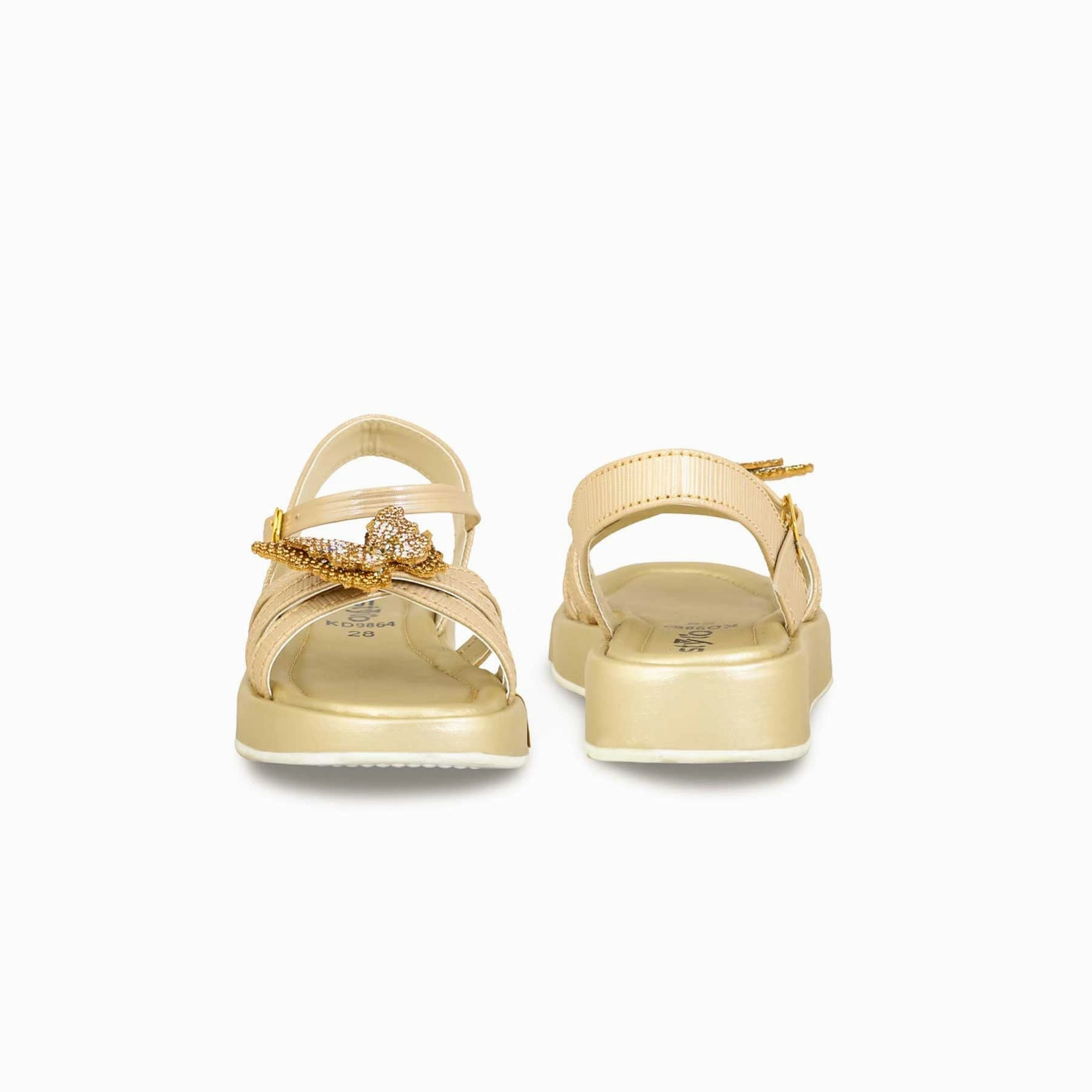 Girls Golden Formal Sandal KD9864 Sandals With Low Heel
