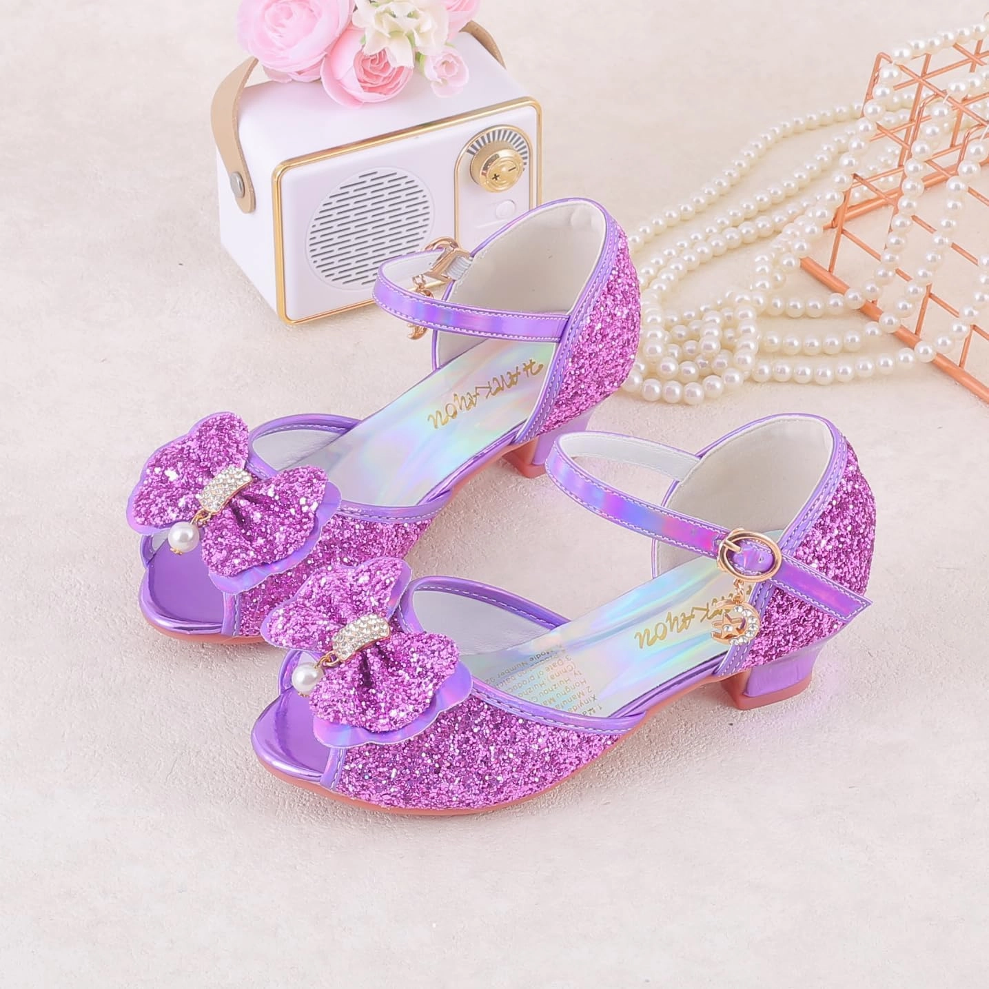 Girls Mary Jane Glitter Wedding Party Dress Shoes Princess Flower Strap Shoes Asics Tennis Shoes New