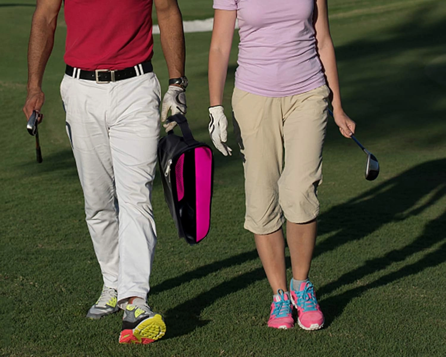 Asics Shoes Kayano 28 Golf Shoe Bag, Pink Golf Shoes Bags Women Outdoor Zippered Carrier Bags with Ventilation Sport Shoes Bag Travel Shoe Bags (Pink)