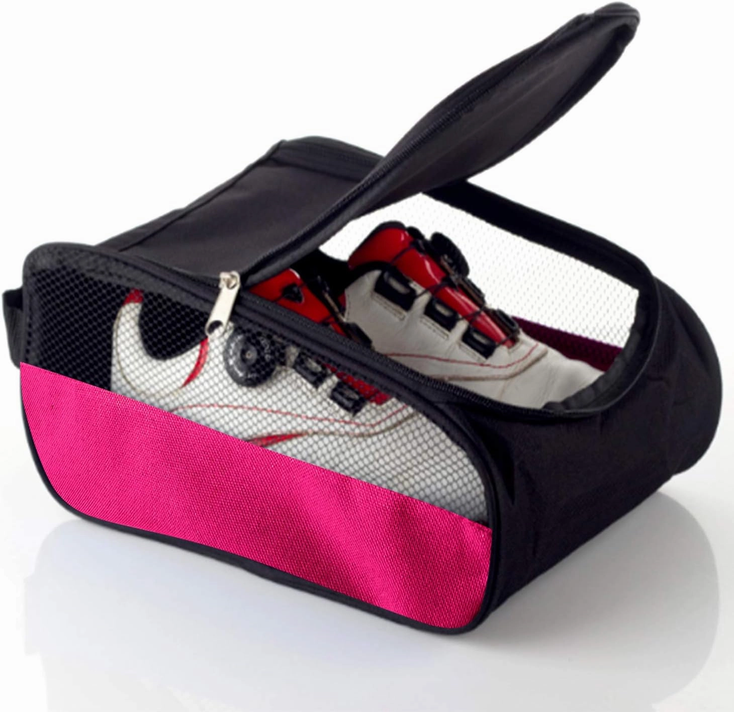 Asics Tennis Shoes Gel Resolution 8 Golf Shoe Bag, Pink Golf Shoes Bags Women Outdoor Zippered Carrier Bags with Ventilation Sport Shoes Bag Travel Shoe Bags (Pink)