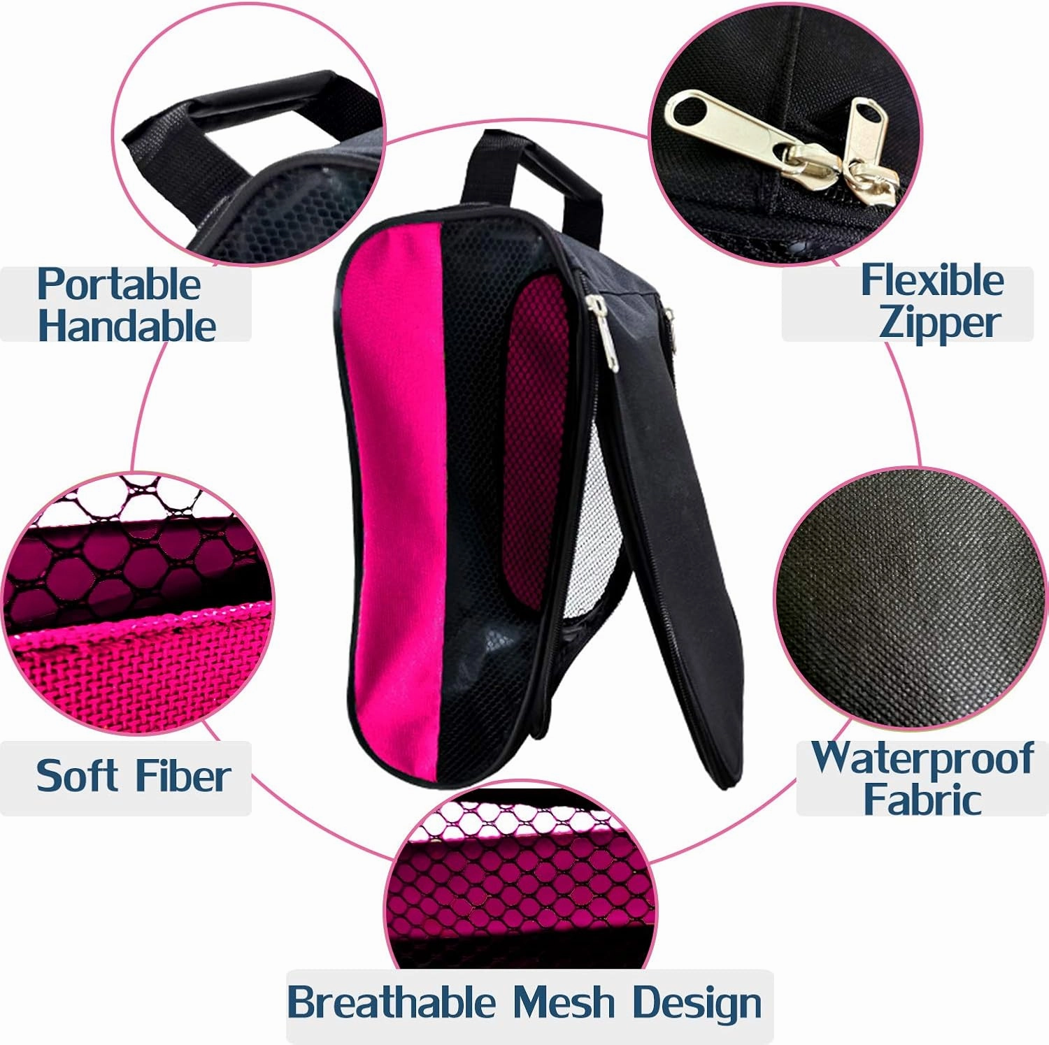 Golf Shoe Bag, Pink Golf Shoes Bags Women Outdoor Zippered Carrier Bags with Ventilation Sport Shoes Bag Travel Shoe Bags (Pink) Asics Venture Running Shoes
