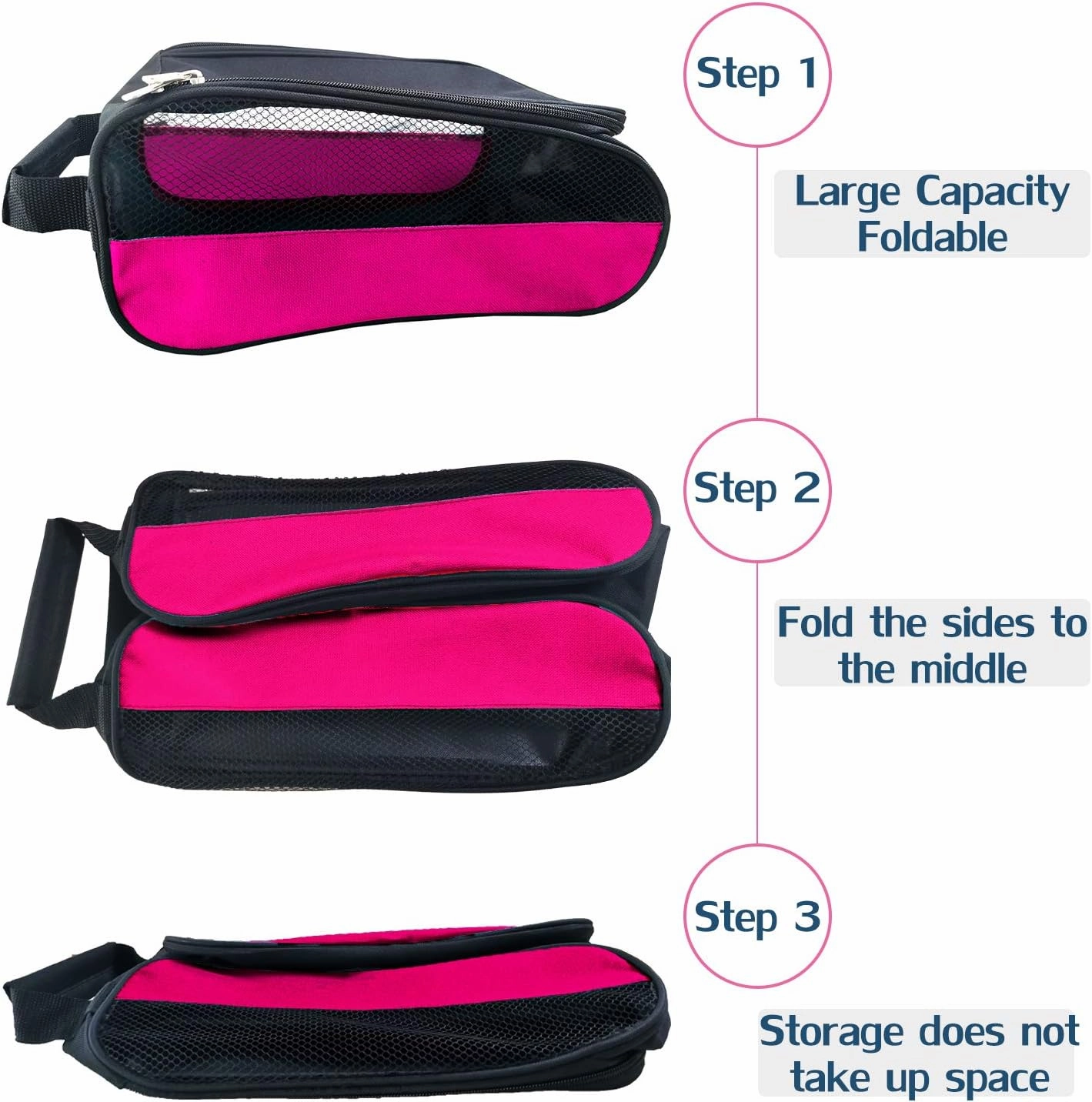 Golf Shoe Bag, Pink Golf Shoes Bags Women Outdoor Zippered Carrier Bags with Ventilation Sport Shoes Bag Travel Shoe Bags (Pink) Best Asics Wrestling Shoes