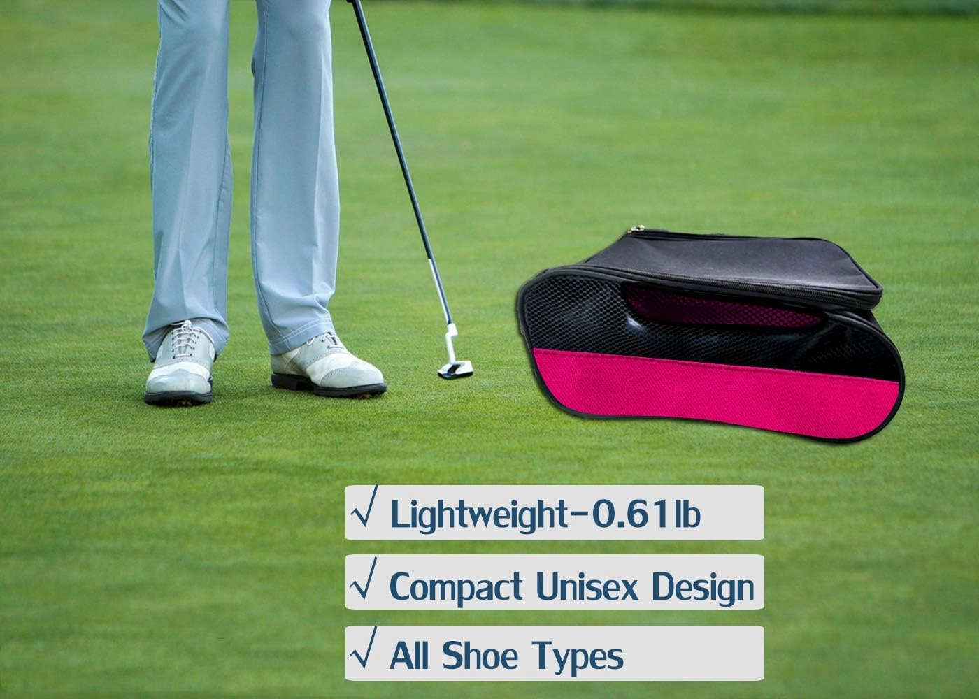 Golf Shoe Bag, Pink Golf Shoes Bags Women Outdoor Zippered Carrier Bags with Ventilation Sport Shoes Bag Travel Shoe Bags (Pink) Asics Og Wrestling Shoes