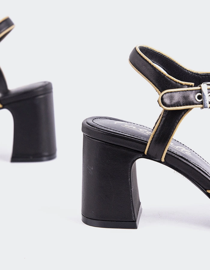 Gouda Black Leather Open Cut Ankle Boots