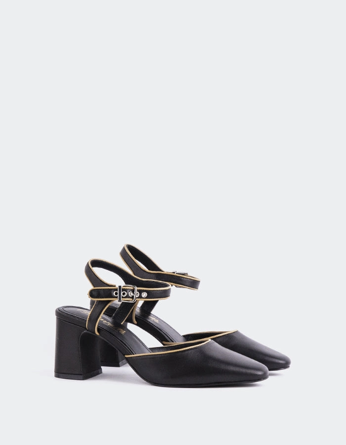 Gouda Black Leather Open Walk Suede Ankle Boots