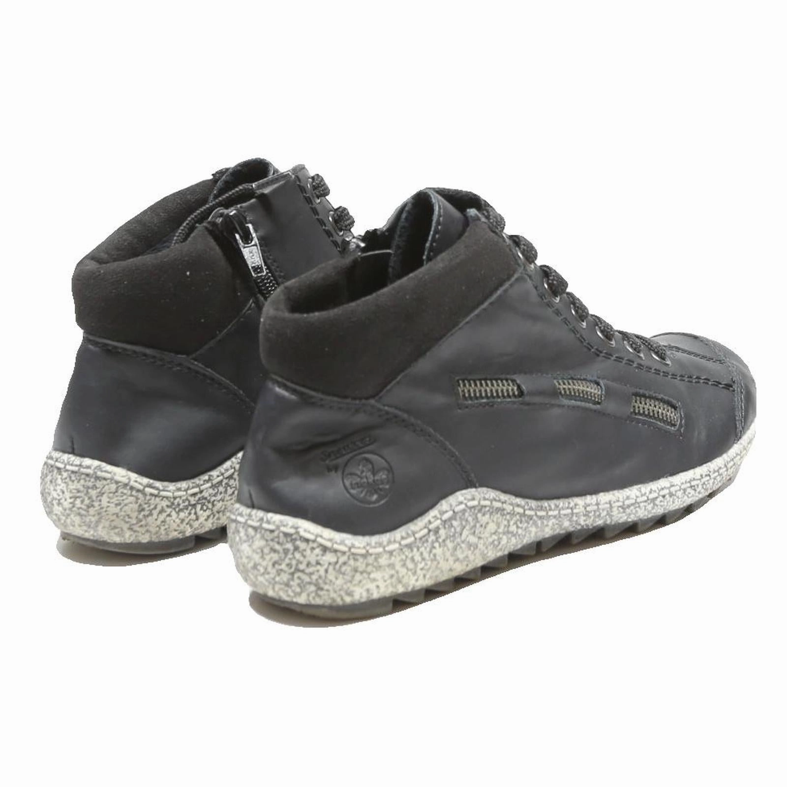 RIEKER Mens Black Lace-Up Leather Ankle Boots UK 6 Comfortable Casual Footwear Cowboy Boots Styling