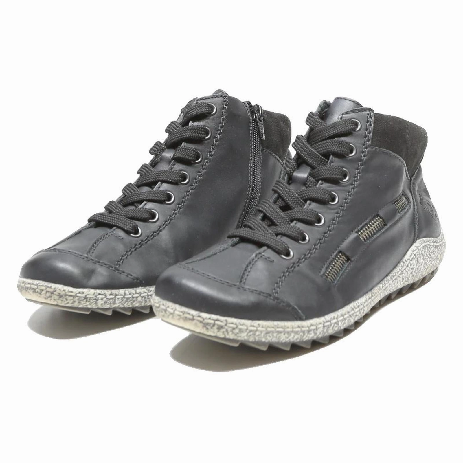 Barbie Doll Boots RIEKER Mens Black Lace-Up Leather Ankle Boots UK 6 Comfortable Casual Footwear