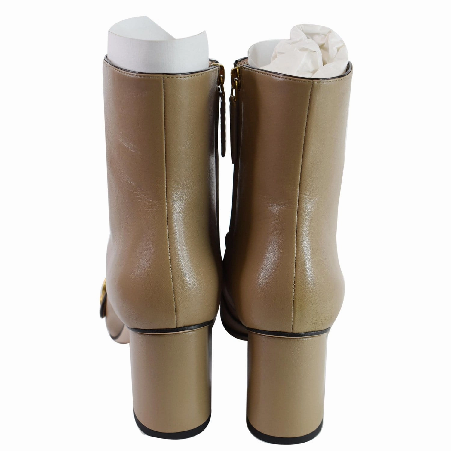 GUCCI GG Marmont Fringed Leather Ankle Boots Taupe 408210 US 8 Ankle Wide Boots