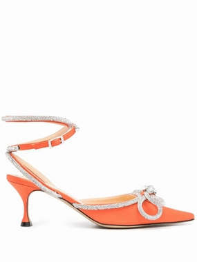 Diamante Studded Ankle Boots Double Bow 65mm pumps