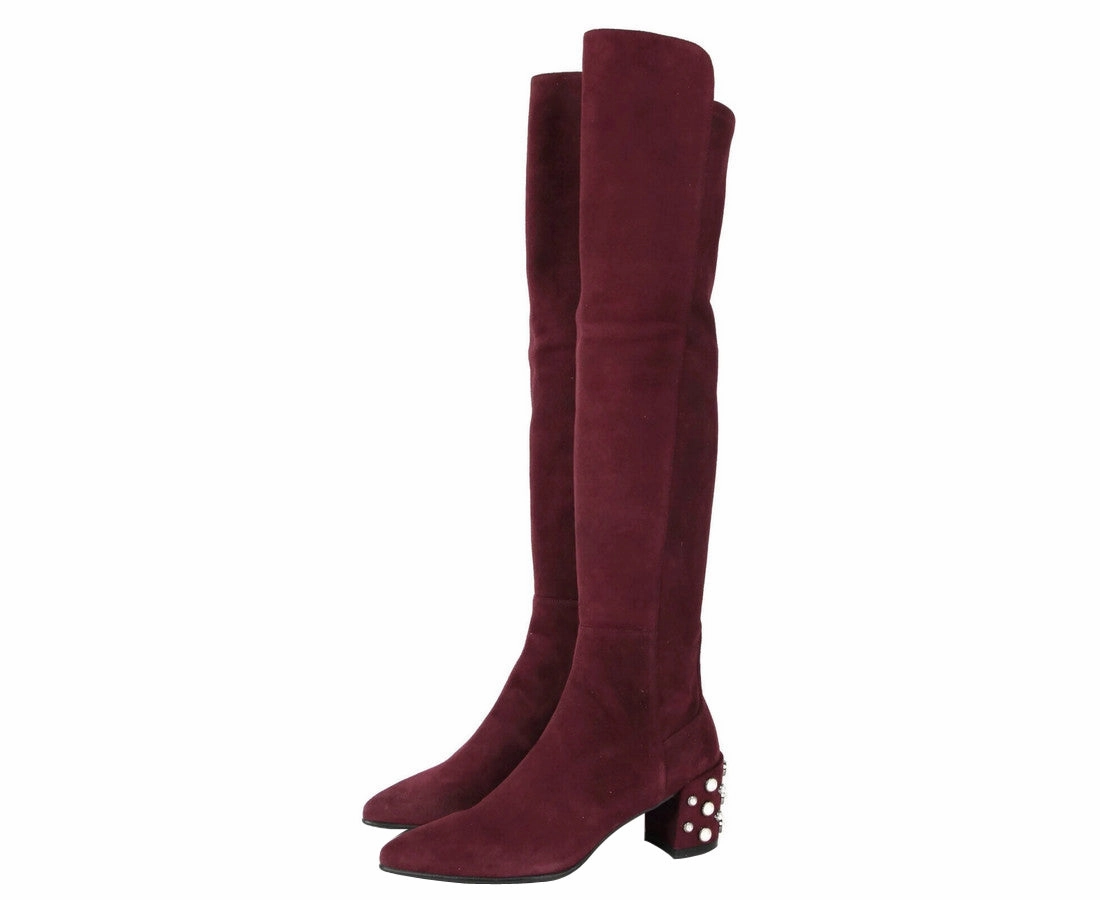 Designer Suede Fringe Knee High Boots Stuart Weitzman Women's Suede Knee High Boot
