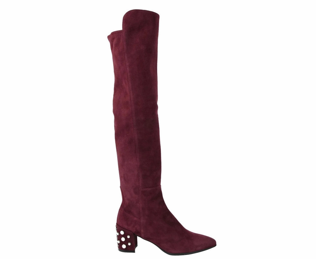 Stuart Weitzman Women's Suede Knee High Boot Flat Sock Boots Knee High