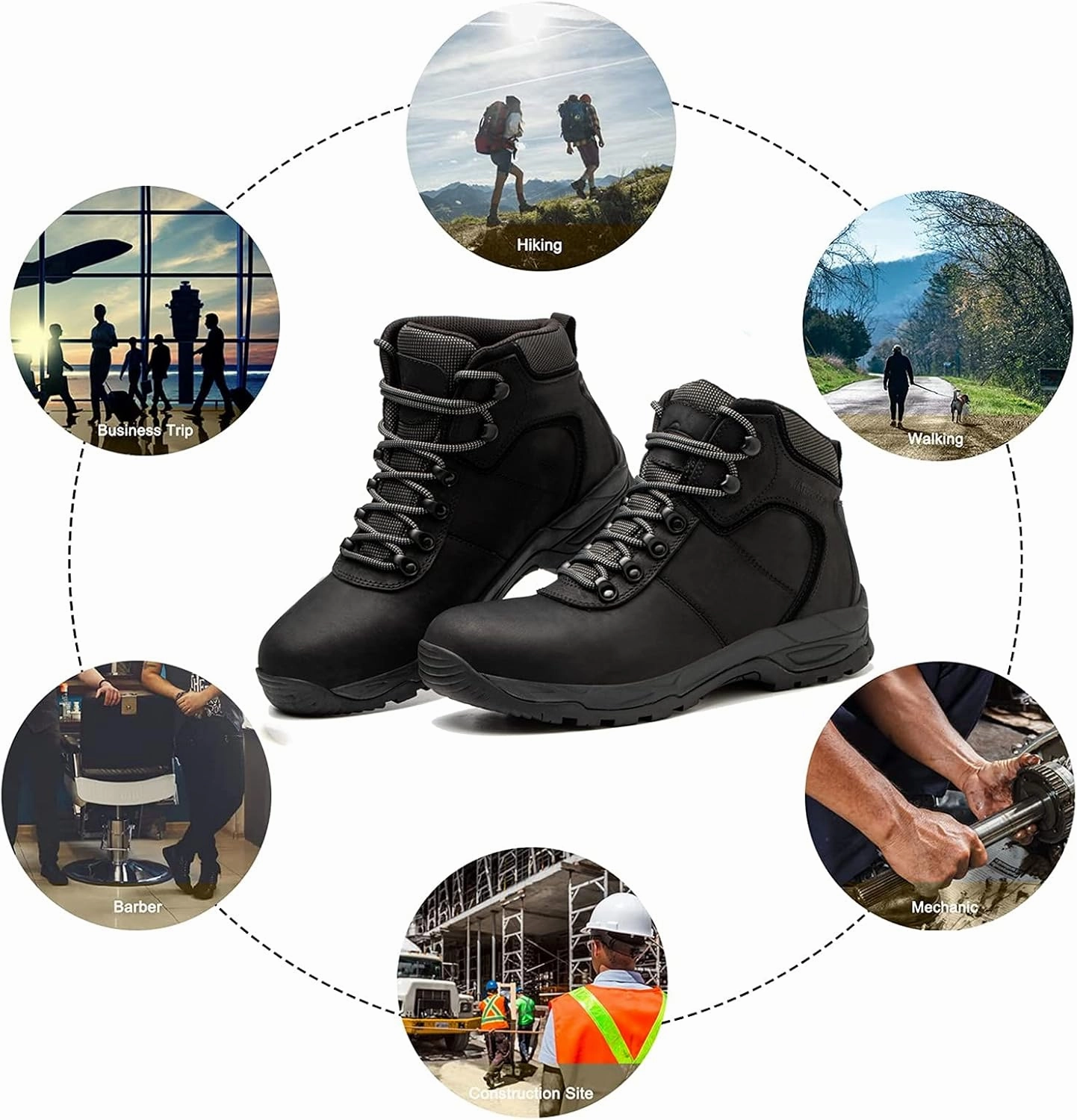 'AZXPROT Waterproof Hiking Boots for Men, 6'' Comfortable Soft Toe Shoes Mid Non Slip Hiking Shoes Outdoor Travel Shoes Leather Hiking Backpack Boots' High Top Asics Volleyball Shoes