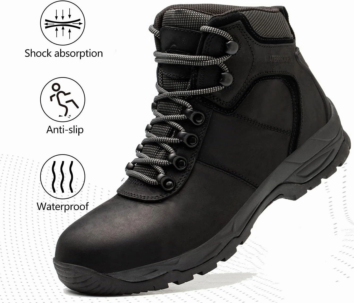 Asics Plantar Fasciitis Shoes 'AZXPROT Waterproof Hiking Boots for Men, 6'' Comfortable Soft Toe Shoes Mid Non Slip Hiking Shoes Outdoor Travel Shoes Leather Hiking Backpack Boots'