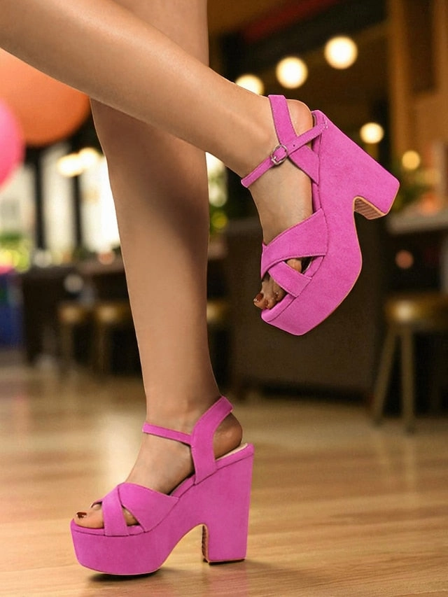 Platform Women's with Strap - Ankle Pink Suede Sandals Hot Ankle Boots Dupe