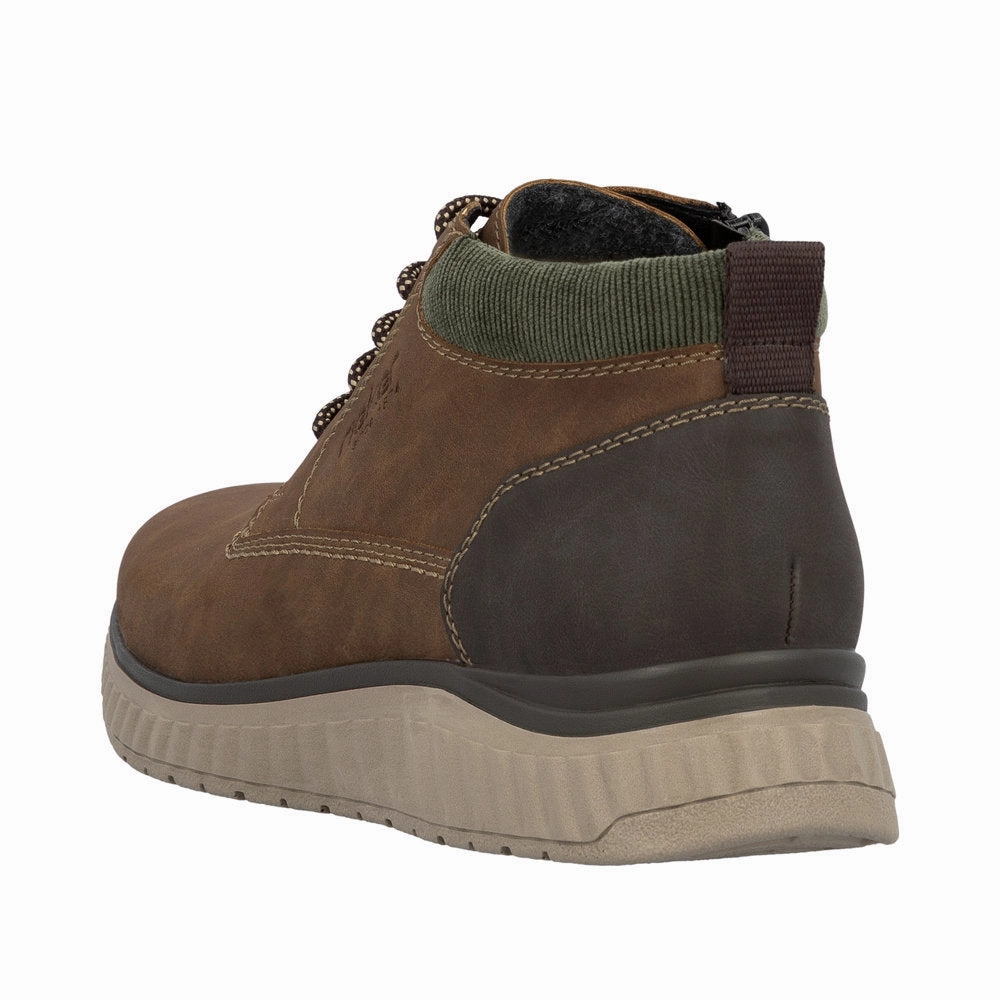 Rieker B0603-24 Mens Brown Zip & Lace Ankle Boots Boots With A Low Heel