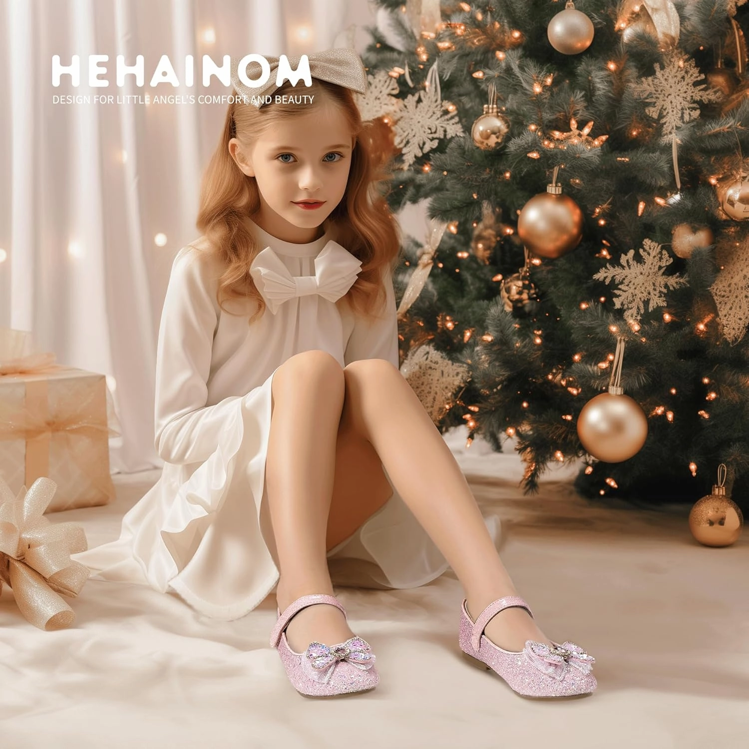 Hehainom Toddler Dress Shoes Mary Jane Ballet Flats Sparkly Bow Little Kid Girls Wedding Party Shoes Asics Gel Tech Walker Neo 4 Walking Shoe