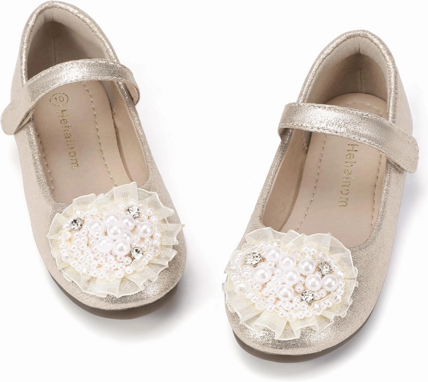 Hehainom Toddler Flower Girl Dress Shoes Rhinstones Pearls Mary Jane Ballet Flats Wedding Party Toddler Little Kid Princess Shoes Asics Shoes Wholesale