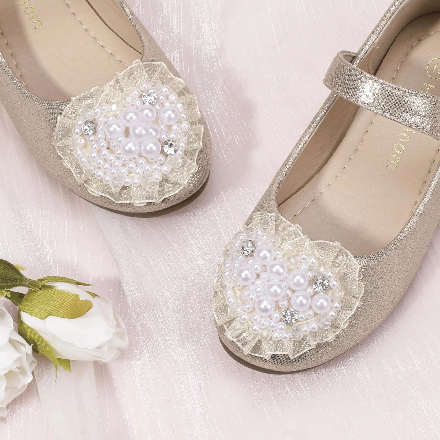 Cyber Monday Asics Shoes Hehainom Toddler Flower Girl Dress Shoes Rhinstones Pearls Mary Jane Ballet Flats Wedding Party Toddler Little Kid Princess Shoes