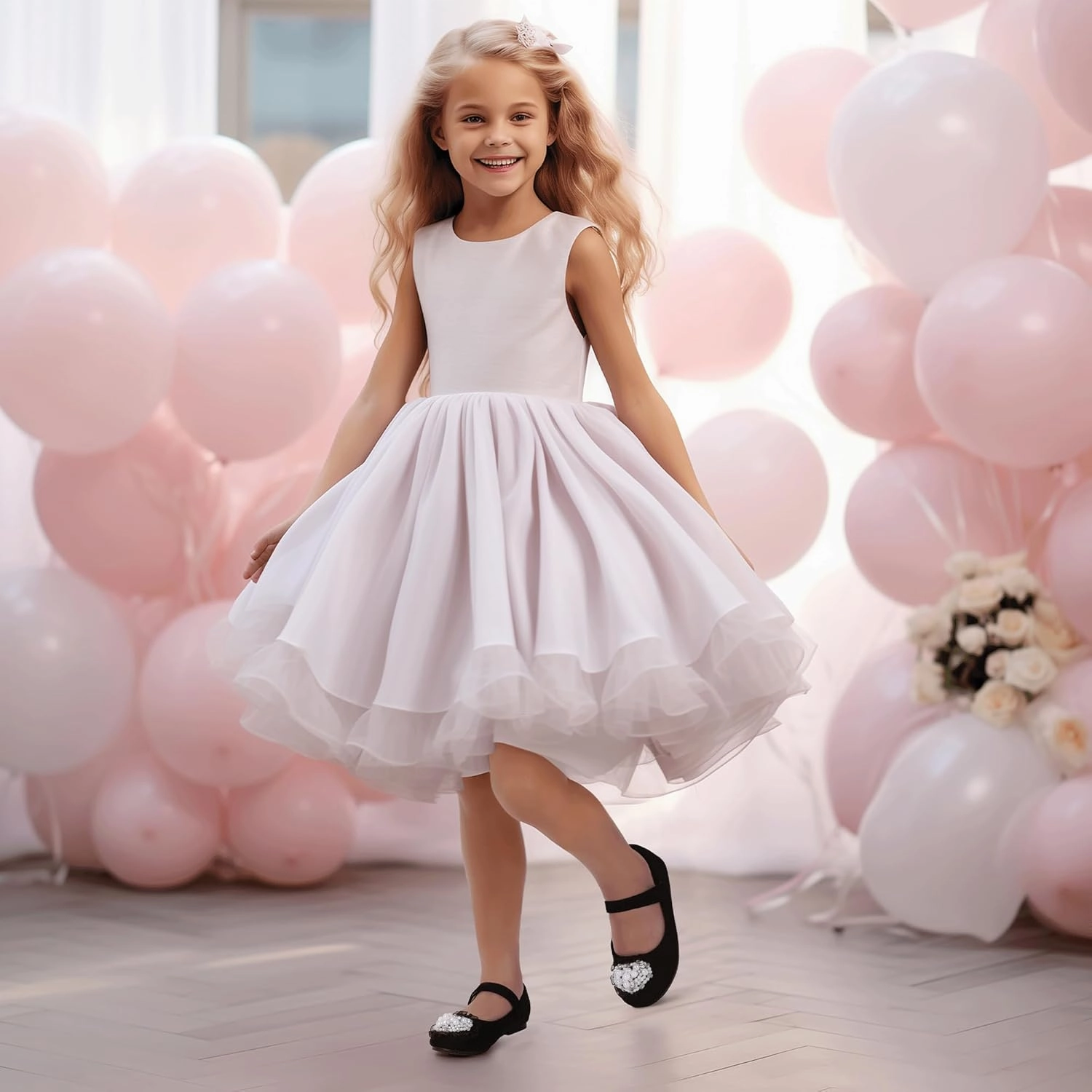 Hehainom Toddler Flower Girl Dress Shoes Rhinstones Pearls Mary Jane Ballet Flats Wedding Party Toddler Little Kid Princess Shoes Asics Shoe Dealers
