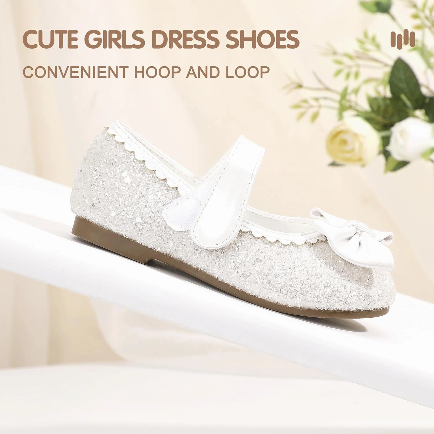 Hehainom Toddler Girls Dress Shoes Little Kids Flower Girl Sparkle Bow Ballet Flats School Wedding Party Shoes Asics Cheerleader And Danz Team Shoes