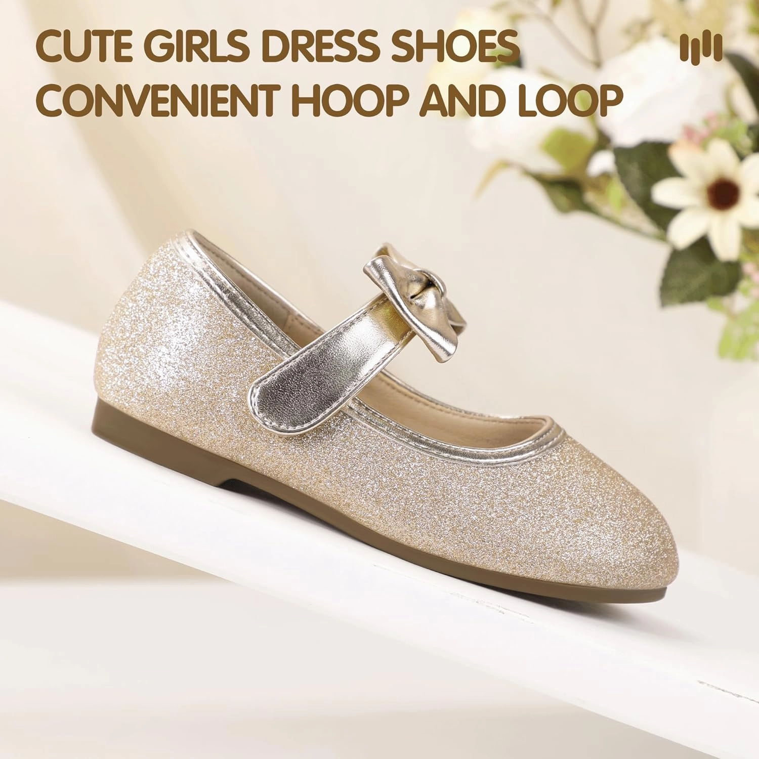 Hehainom Toddler Girls Dress Shoes Little Kids Flower Girl Sparkle Bow Ballet Flats School Wedding Party Shoes Kill Bill Shoes Asics