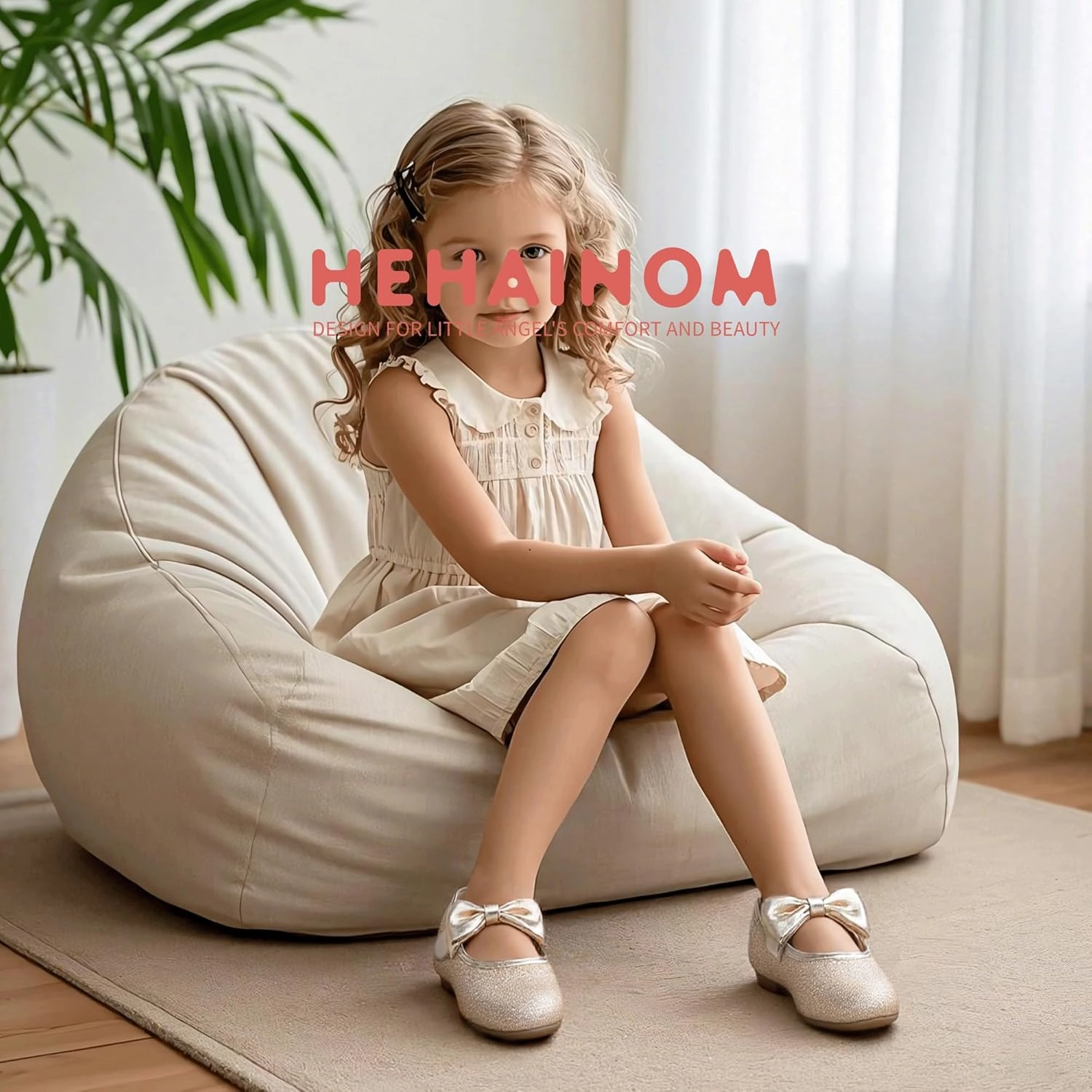 Hehainom Toddler Girls Dress Shoes Little Kids Flower Girl Sparkle Bow Ballet Flats School Wedding Party Shoes Asics Golf Shoes Waterproof