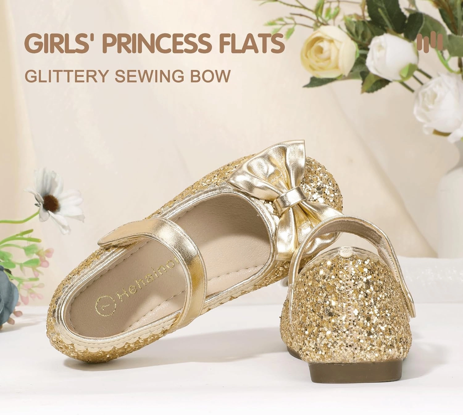 Hehainom Toddler Girls Dress Shoes Little Kids Flower Girl Sparkle Bow Ballet Flats School Wedding Party Shoes Asics Gel Quantum 180 Running Shoes