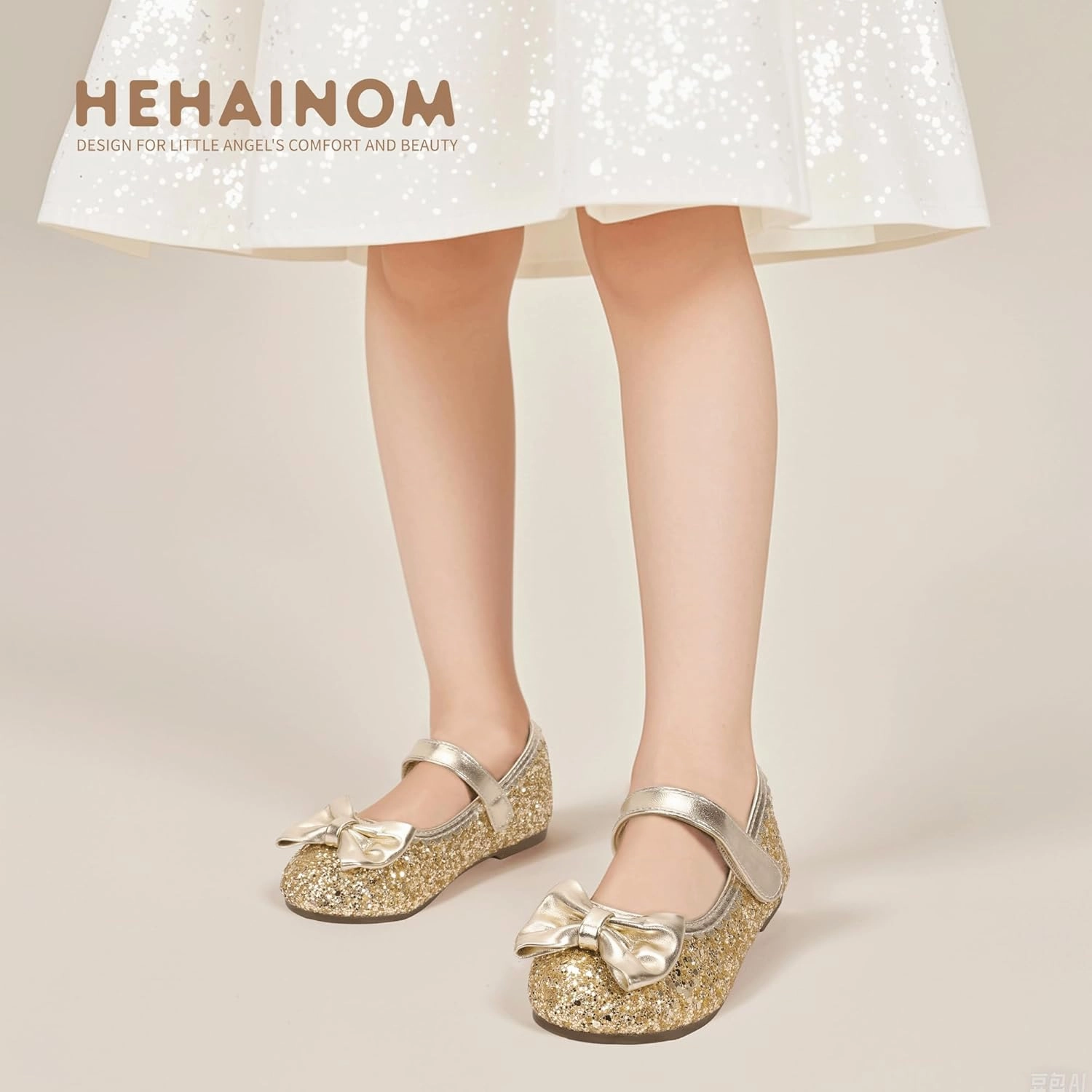 Hehainom Toddler Girls Dress Shoes Little Kids Flower Girl Sparkle Bow Ballet Flats School Wedding Party Shoes Asics 2013 Running Shoes