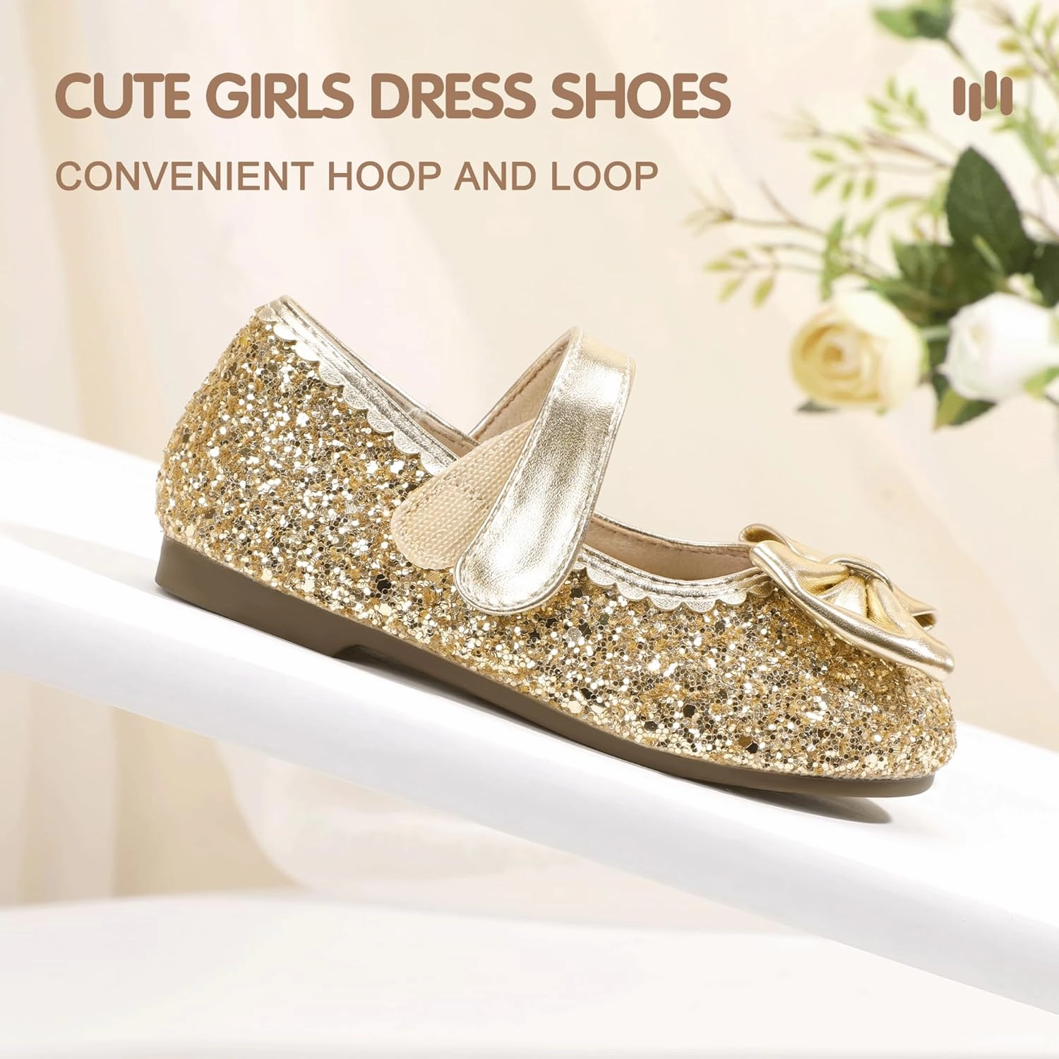 Hehainom Toddler Girls Dress Shoes Little Kids Flower Girl Sparkle Bow Ballet Flats School Wedding Party Shoes Asics Gel Kayano 30 Running Shoes