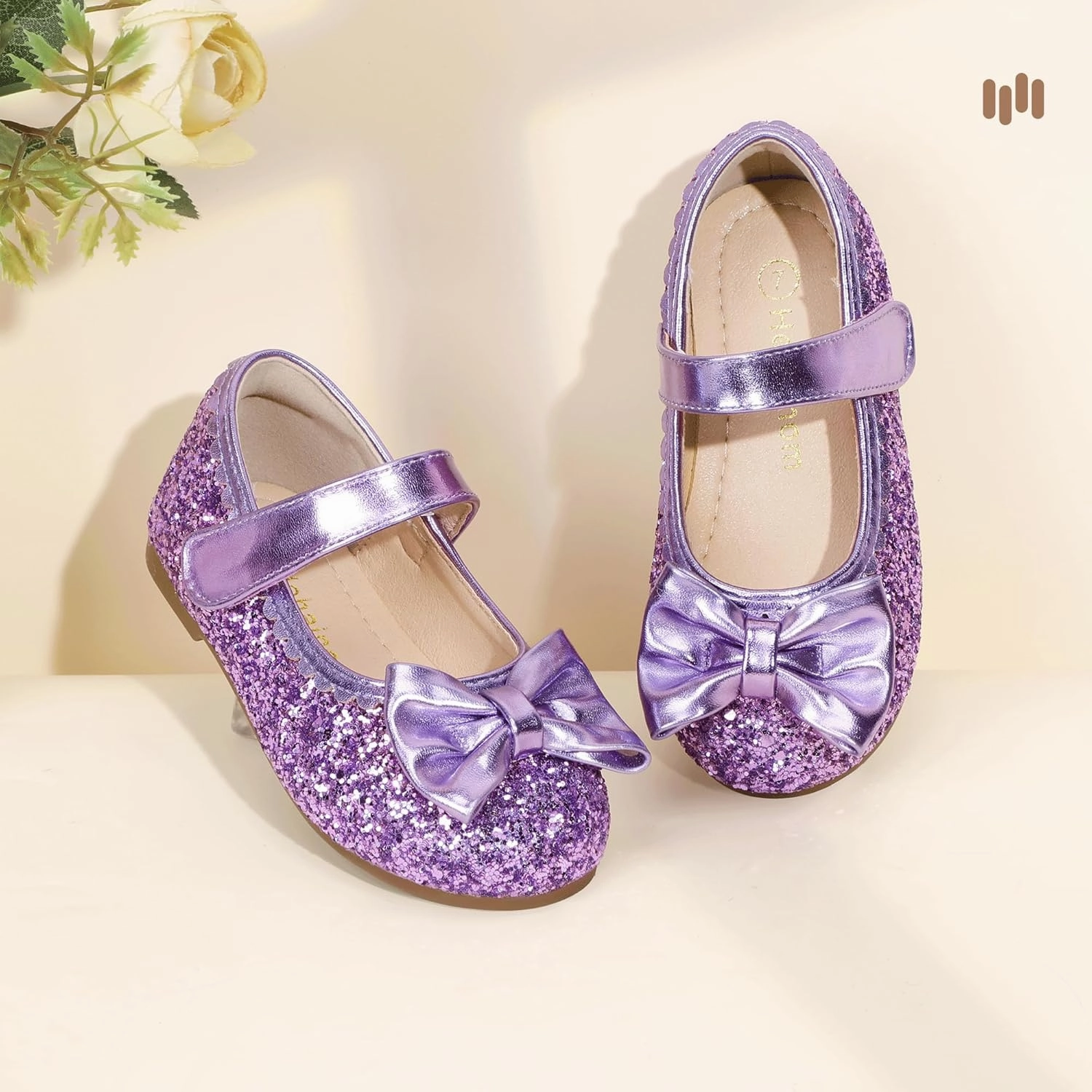 Hehainom Toddler Girls Dress Shoes Little Kids Flower Girl Sparkle Bow Ballet Flats School Wedding Party Shoes Asics Cheer Shoes 1990s