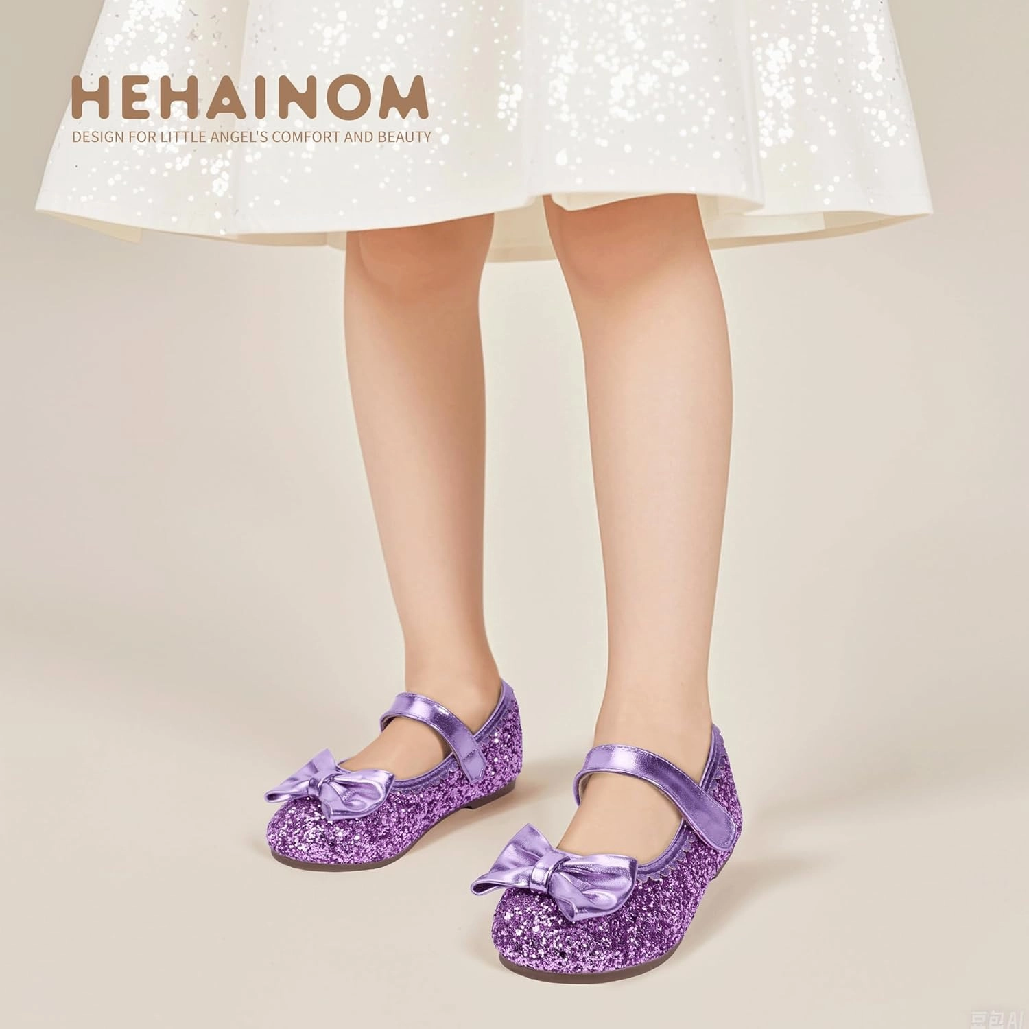 Hehainom Toddler Girls Dress Shoes Little Kids Flower Girl Sparkle Bow Ballet Flats School Wedding Party Shoes Asics Gel Pursue 4 Running Shoes T859n