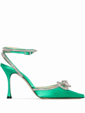 Double Bow 100mm pumps Bourgeoise Leather Ankle Boots