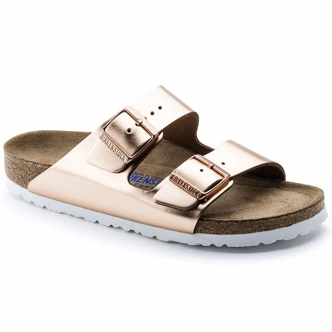 952091 Arizona Leather Metallic Copper Narrow Sandals